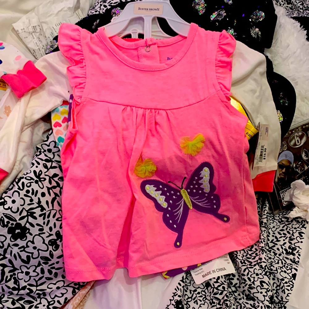 2 piece shorts and shirt matching set pink and purple